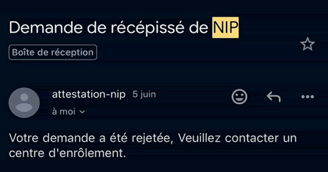 Délivrance du NIP: «Ma demande via le site internet a été rejetée, que faire ?»