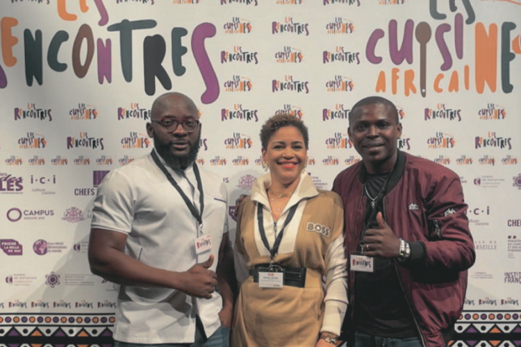 Chef O’miel, l’architecte du palais, Jessica Allogho promotrice des Petits pots de l’Ogooué et Chef Merlin en promoteurs de l’art culinaire du Gabon.